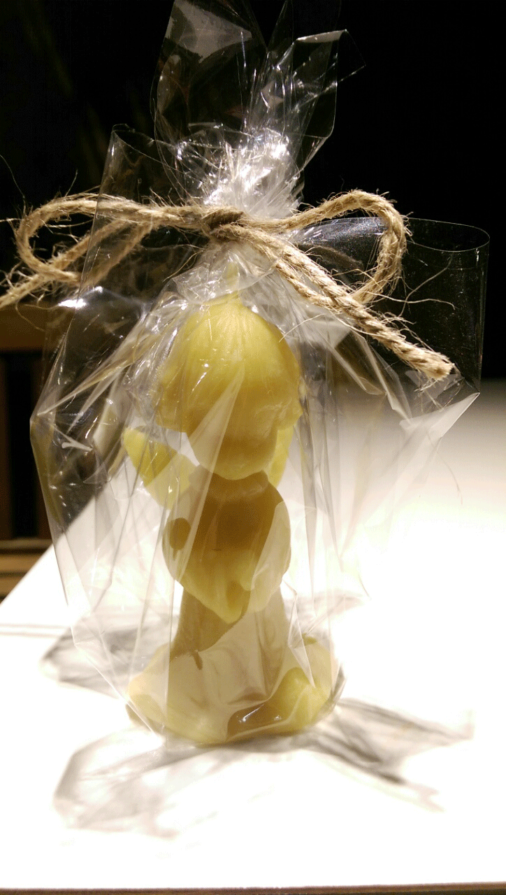 beeswax angel candle wrapped